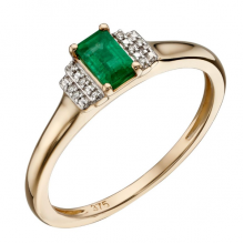 EMERALD/10 PAVE DIAMOND RING